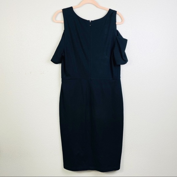 BCBGMAXAZRIA Black Anah Cold-Shoulder Midi Dress Large - Picture 4 of 9